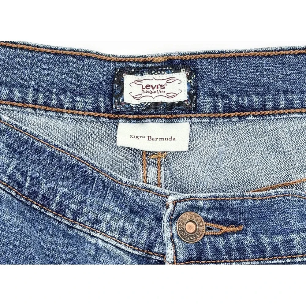 Levi's 515 Cuffed Bermuda Jean Shorts Women's Size 16 Blue Casual Stretch